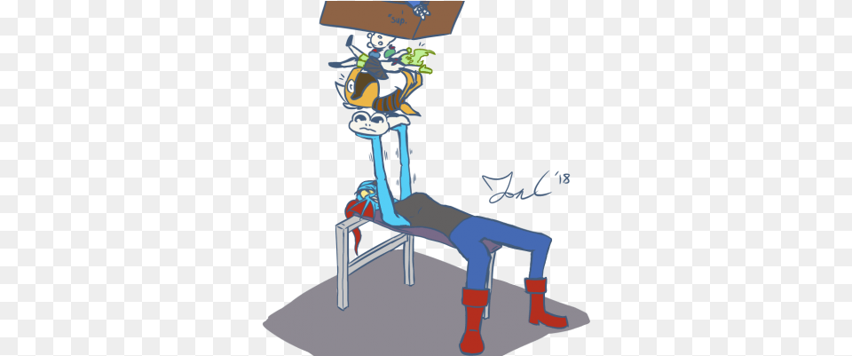 Undyne The Benchpresser By Jon Causith Illustration, Boy, Child, Male, Person Png Image