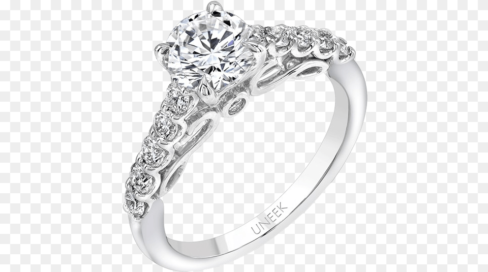 Uneek Serpentina Round Diamond Engagement Ring With Fana Engagement Rings, Accessories, Jewelry, Silver, Platinum Png