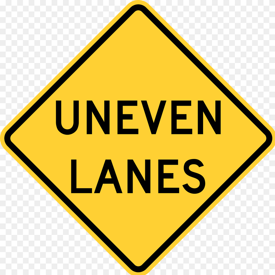 Uneven Lanes Clipart, Sign, Symbol, Road Sign Free Png