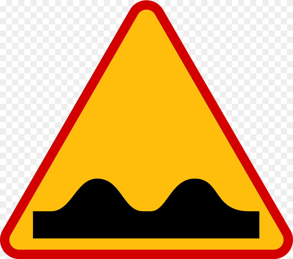 Uneven Road Ahead Sign In Poland Clipart, Symbol, Road Sign Free Transparent Png