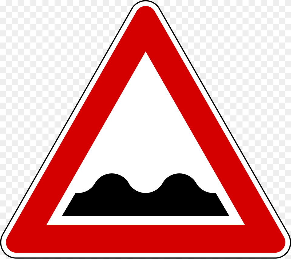 Uneven Road Ahead Sign In Slovenia Clipart, Symbol, Triangle, Road Sign Png