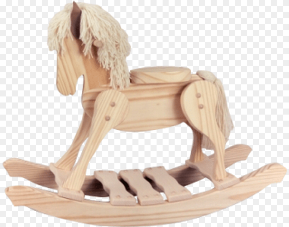 Unfinished Wooden Rocking Horse Wooden Rocking Horse, Furniture, Adult, Female, Person Png Image