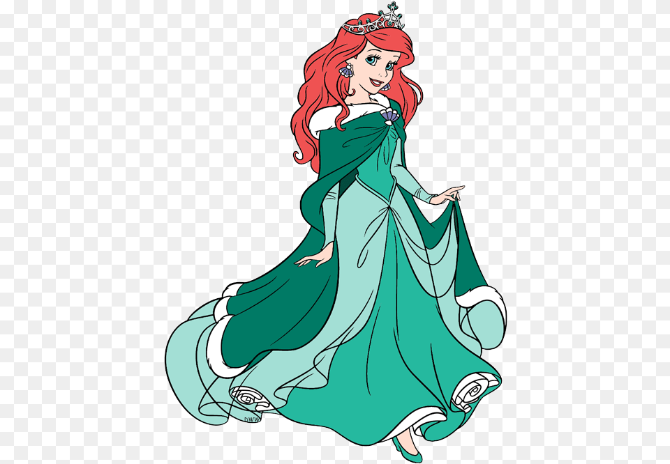 Unforgettable Cliparts Disney Princess Christmas Ariel, Fashion, Person, Female, Adult Free Png