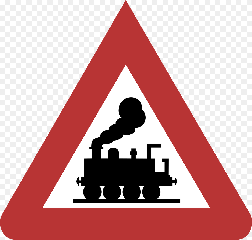 Ungarded Level Crossing Clipart, Sign, Symbol, Triangle Png Image