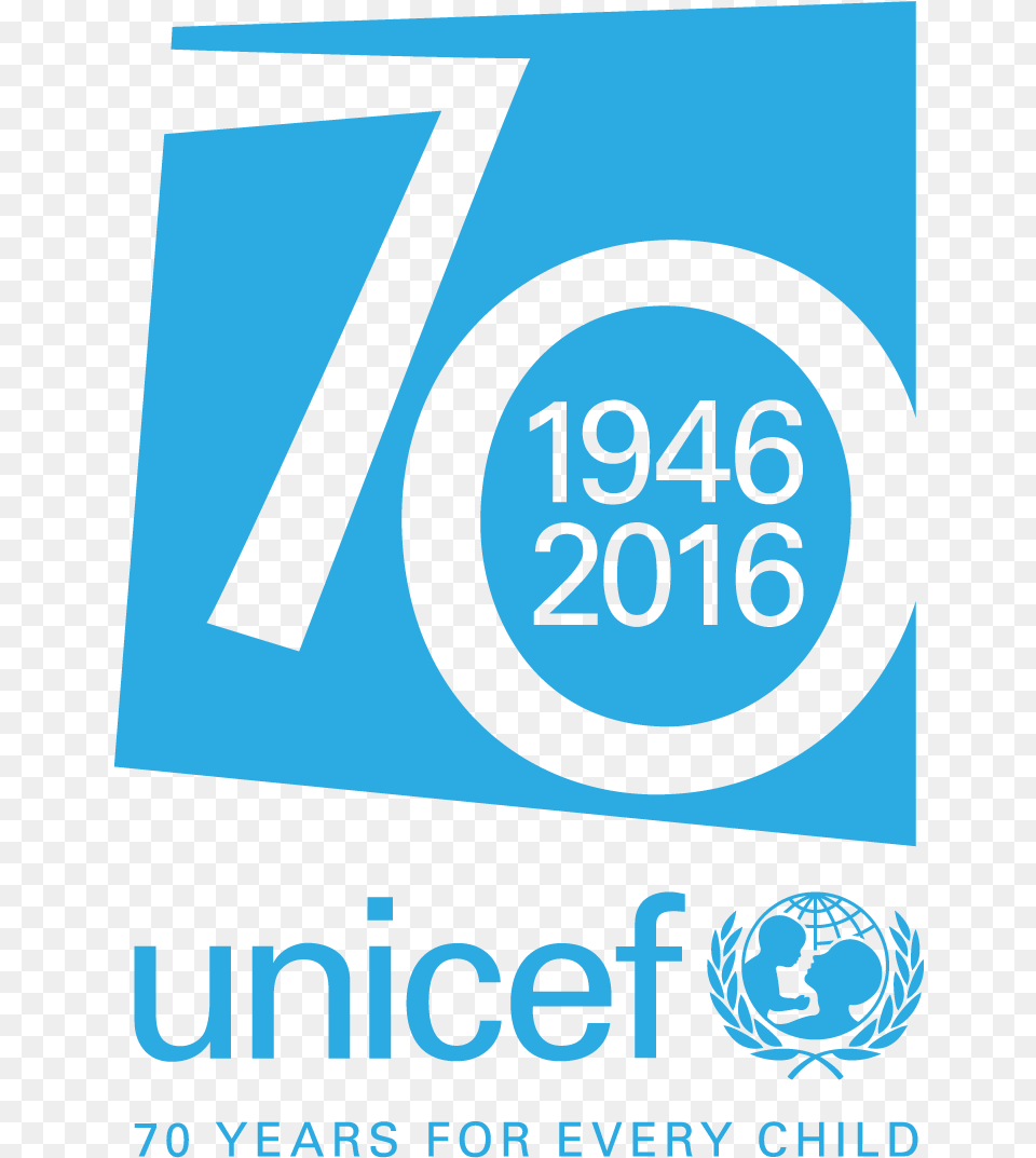 Unicef 70thlogo Vert Graphic Design, Advertisement, Poster, Text, Number Free Png Download
