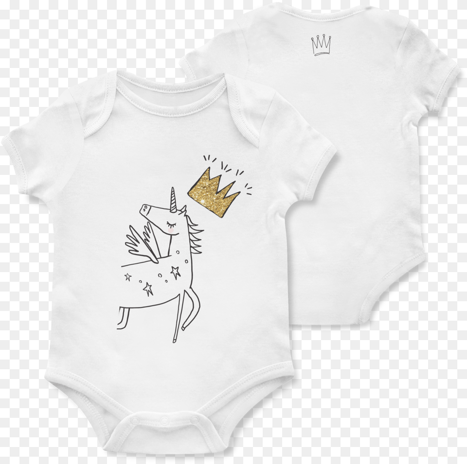 Unicorn Amp Gold Crown Baby Onesie Cartoon, Clothing, T-shirt Free Png