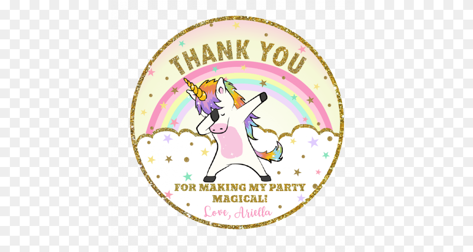 Unicorn Birthday Thank You Favor Tags Dabbing Party Circle, Logo, Baby, Person, Book Png Image