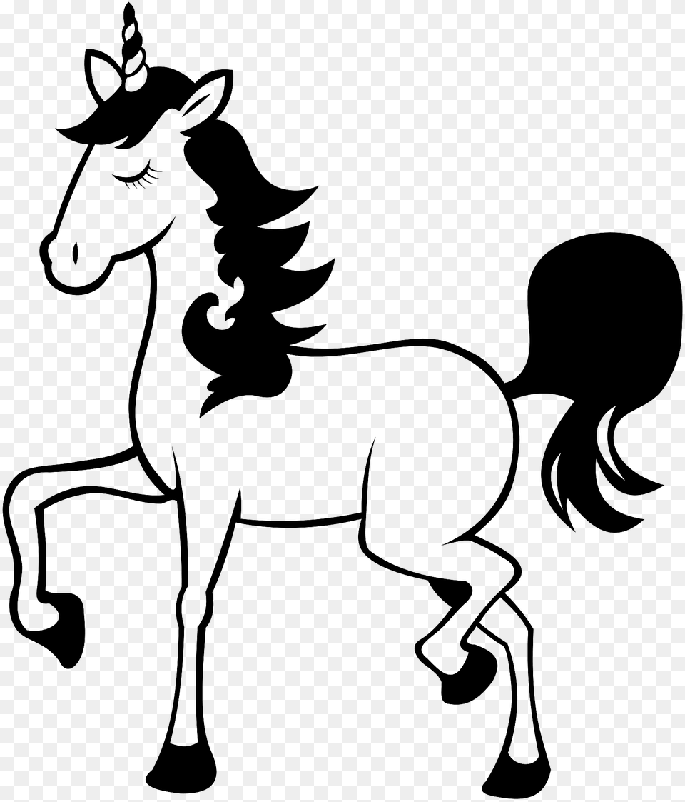 Unicorn Black And White Clipart, Animal, Colt Horse, Horse, Mammal Free Png Download