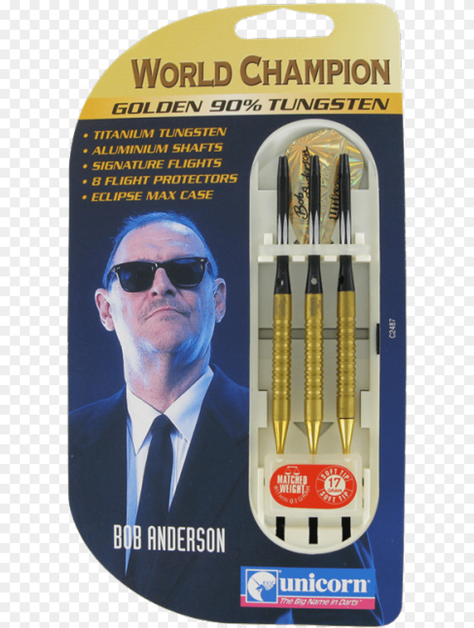 Unicorn Bob Anderson Golden World Champion 2ba Soft Bob Anderson Darts Gold, Accessories, Sunglasses, Person, Man Free Png Download
