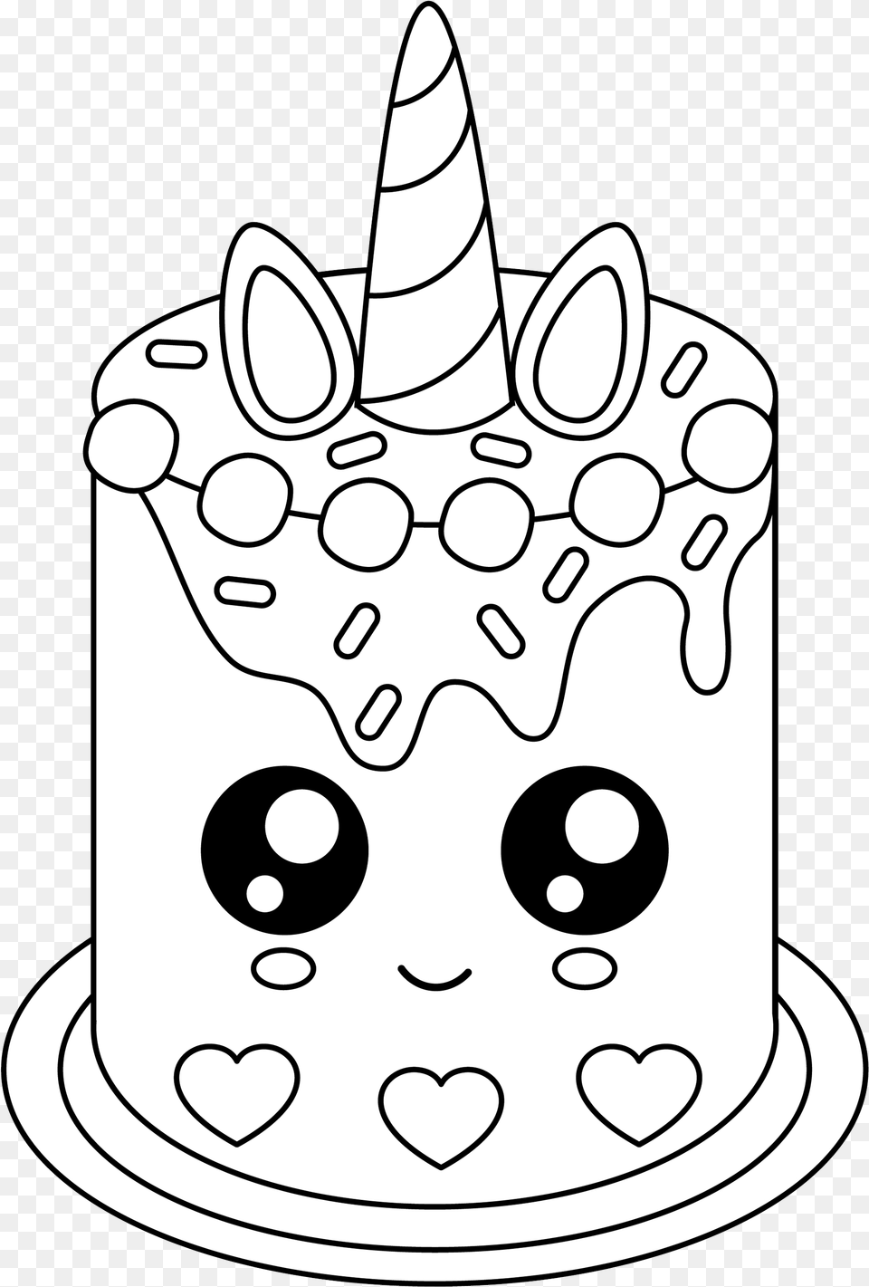 Unicorn Cake Coloring Pages Cartoons Cute Cake Coloring Pages, Birthday Cake, Food, Cream, Dessert Free Transparent Png