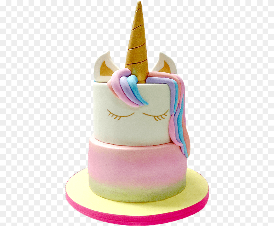 Unicorn Cake With Fondant Hair, Birthday Cake, Cream, Dessert, Food Free Png Download