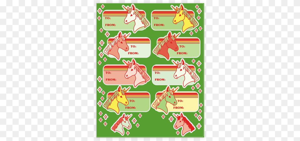 Unicorn Christmas Gift Tag Stickerdecal Sheet Christmas Day, Animal, Antelope, Mammal, Wildlife Png Image