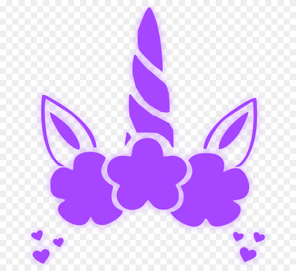 Unicorn Crown Purple Neon Glow Freetoedit Ftestickers Unicorn Crown Clipart Black And White, Flower, Plant, Smoke Pipe Free Png Download