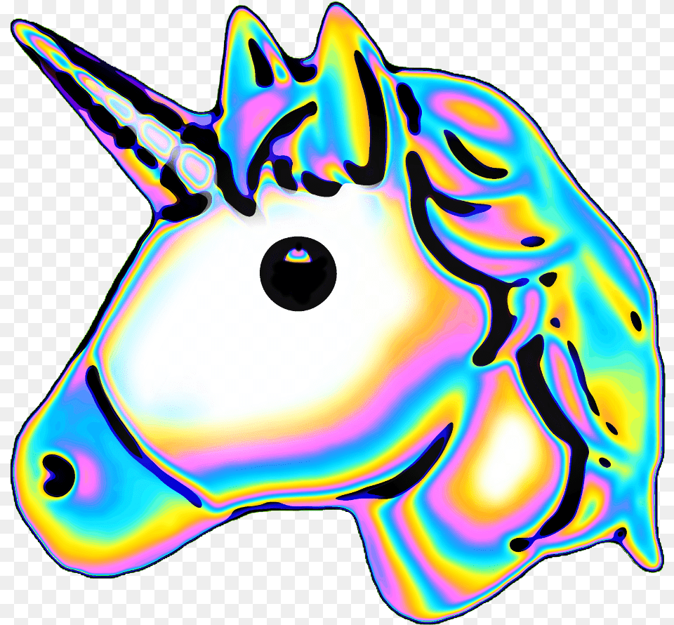 Unicorn Emoji Holographic Illustration, Animal, Mammal, Art Free Png