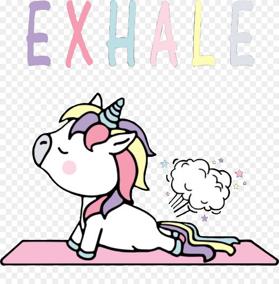 Unicorn Exhale Fart Yoga Freetoedit Unicorn Exhale, Baby, Person, Face, Head Free Transparent Png