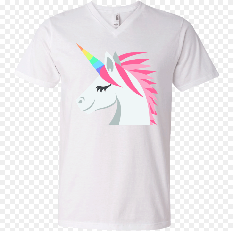 Unicorn Face Emoji Men S V Neck T Shirt Shirt, Clothing, T-shirt Free Transparent Png
