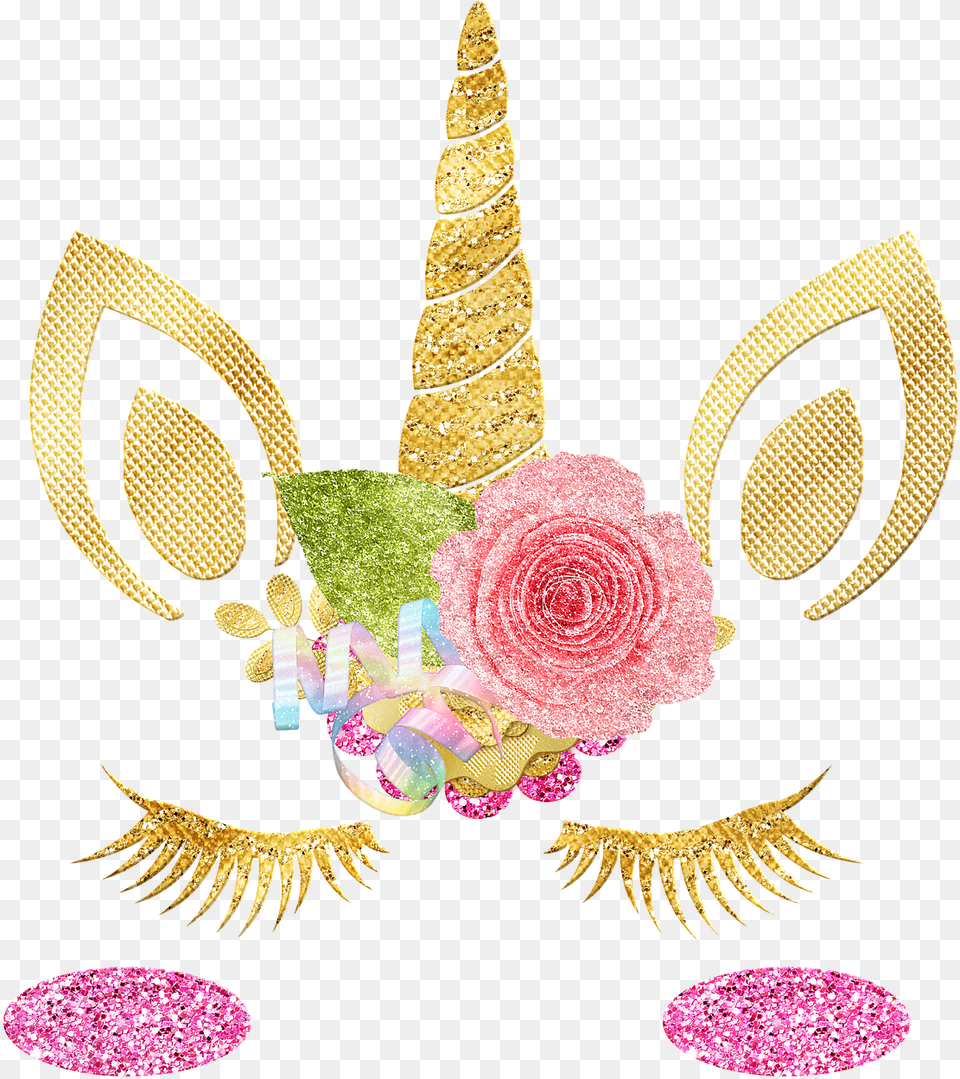 Unicorn Face Gold Foil Clipart Glitter Unicorn, Accessories, Jewelry, Necklace, Flower Free Transparent Png