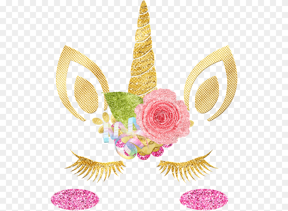 Unicorn Face Unicorn Gold Foil Eyelashes Glitter Eyelash Extensions, Accessories, Jewelry, Necklace, Flower Png