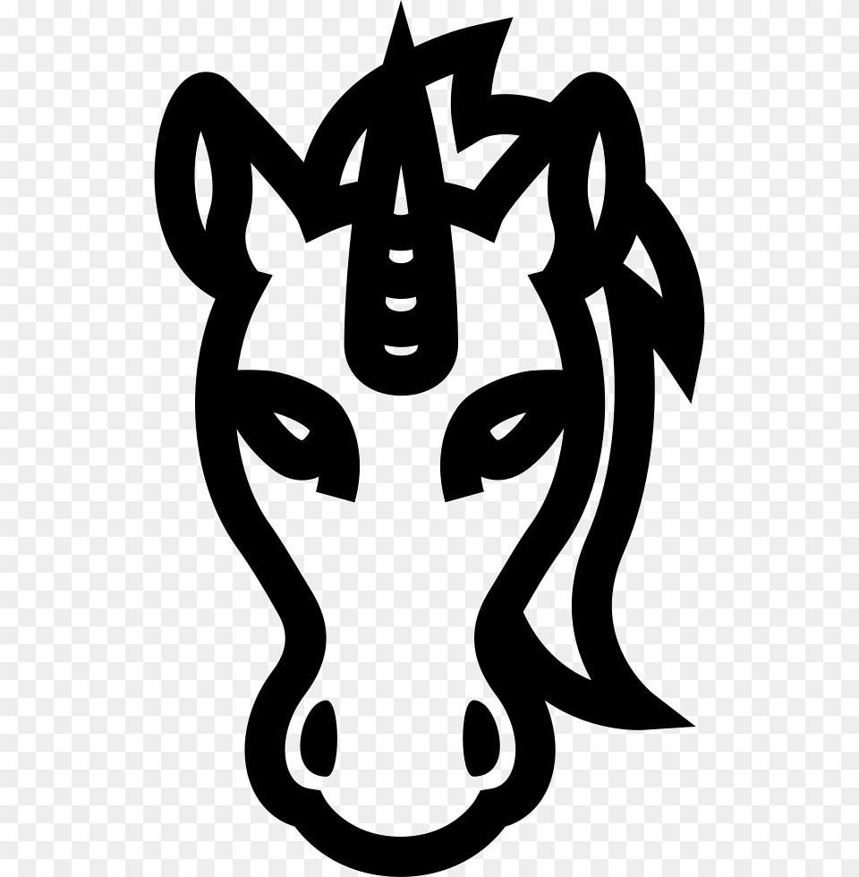 Unicorn Frontal Head Horse, Stencil, Ammunition, Grenade, Weapon Free Png Download