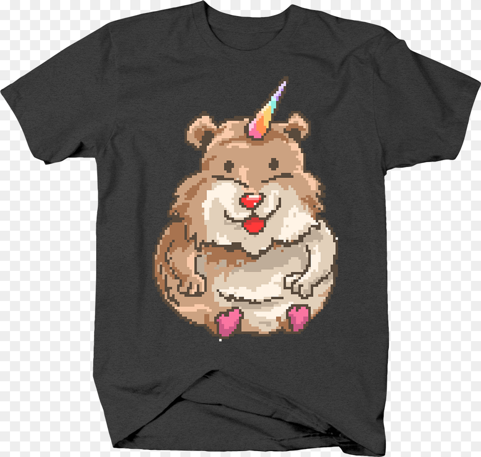 Unicorn Hamster Cute Pixel Art Kawaii Retro Animal T Shirt, Clothing, T-shirt, Burger, Food Png Image