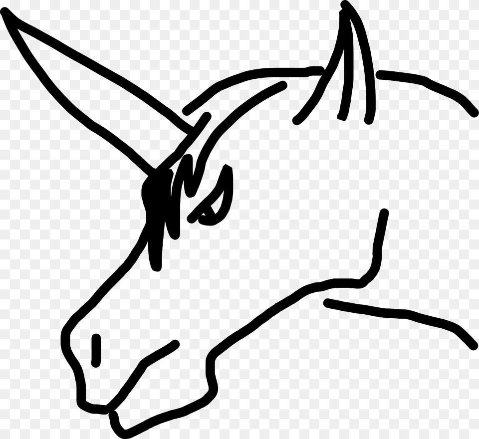 Unicorn Head Black And White Clipart, Animal, Mammal, Bow, Weapon Free Png Download