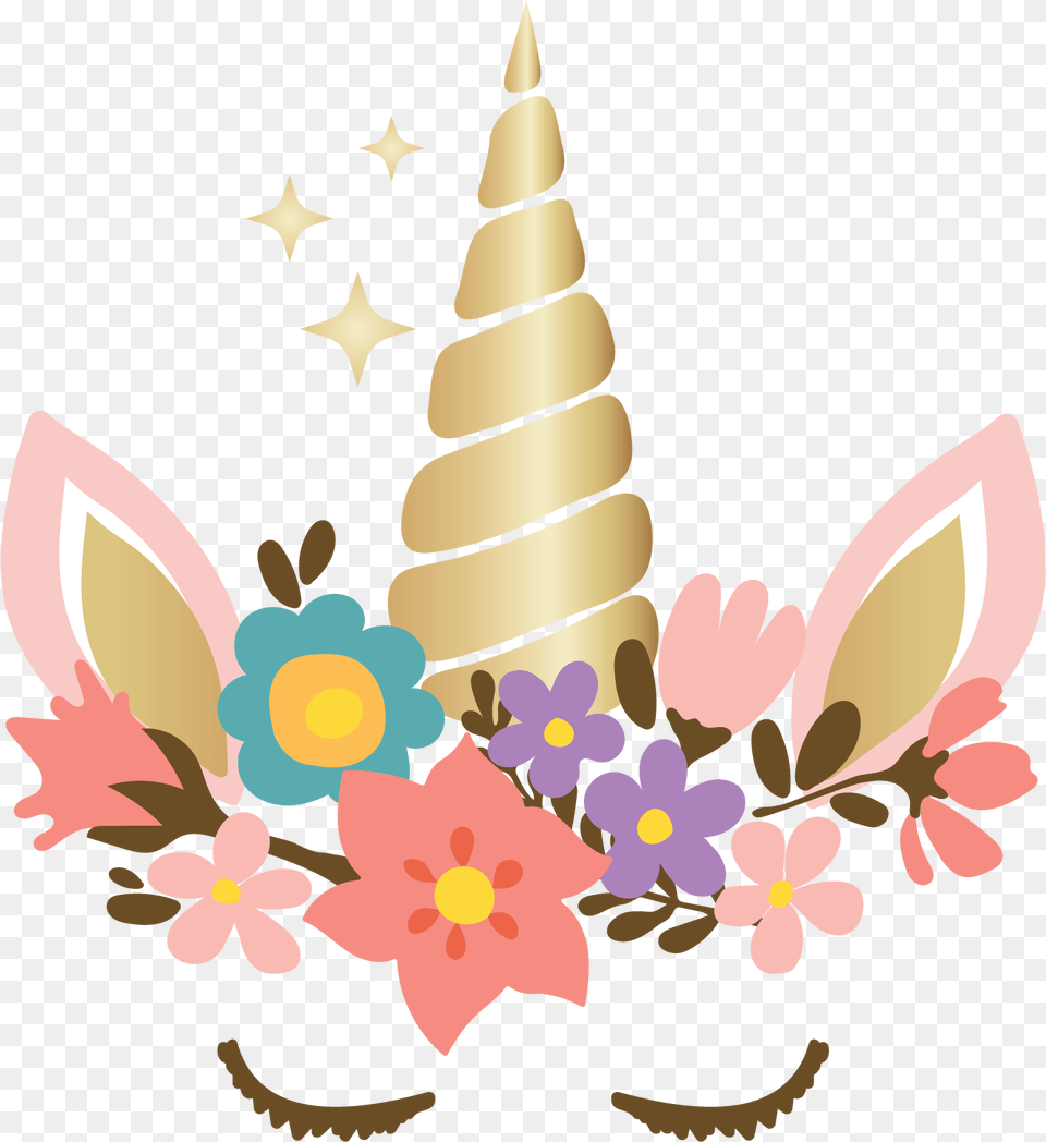 Unicorn Head Hd 2 Image Unicorn Head With Flowers Clipart, Clothing, Hat, People, Person Free Png