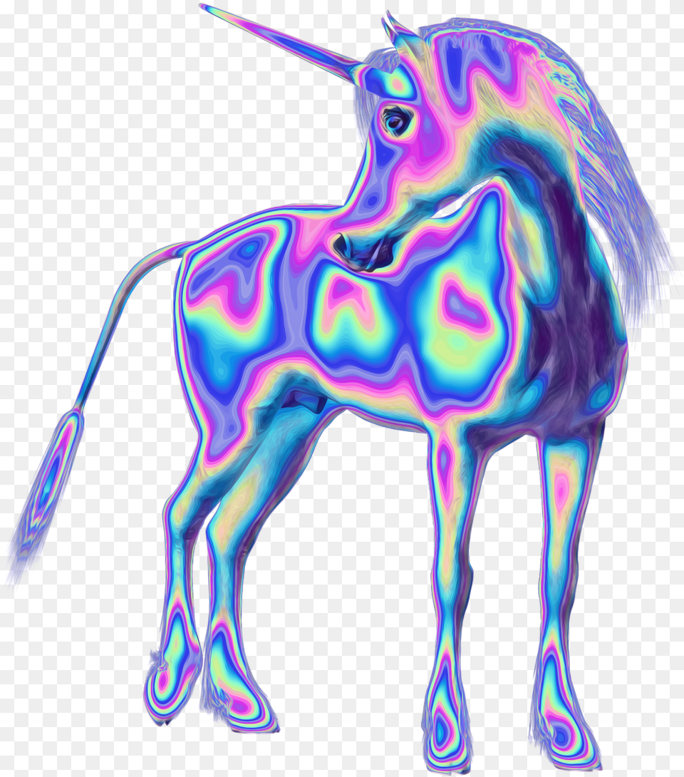 Unicorn Holo Holographic Tumblr Vaporwave Aesthetic Unicorn Aesthetic, Purple, Art, Animal, Horse Free Png Download