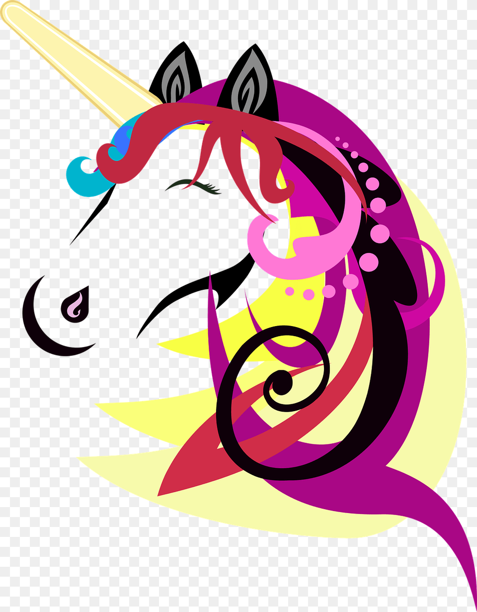 Unicorn Horse Cartoon Design Cute Animal Art Unicorn Sticker Design, Graphics, Purple, Fish, Sea Life Png Image