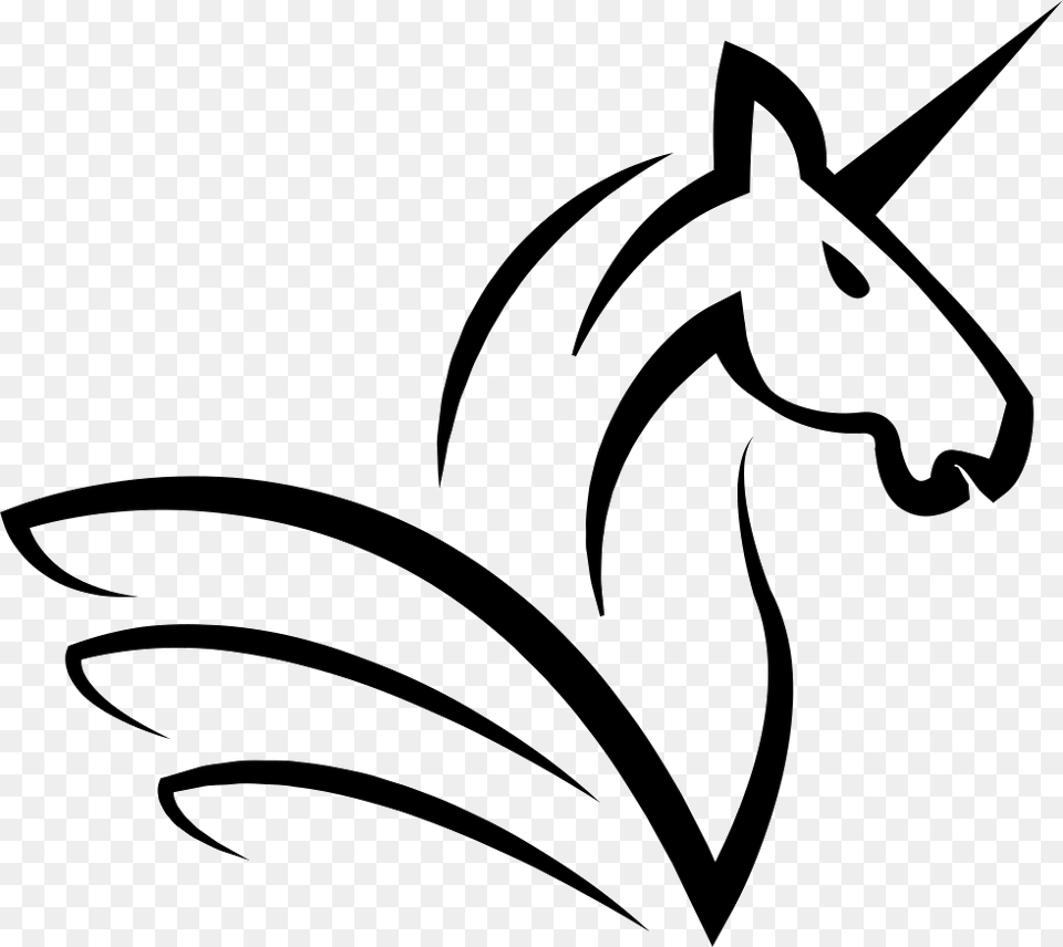 Unicorn Horse Head With A Horn And Wings Licorne Academy, Stencil, Animal, Fish, Sea Life Png Image