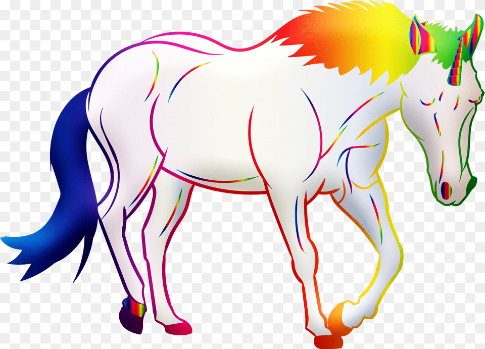 Unicorn Horse Rainbow Drawing Four Unicorns, Animal, Mammal Free Transparent Png
