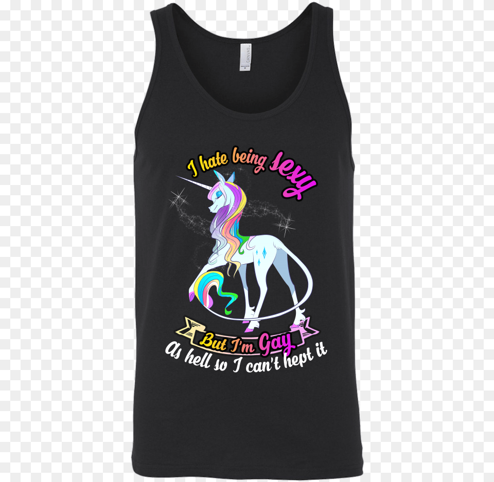 Unicorn I Hate Being Sexy But I M Gay As Hell So I Sword Art Online Tank Top, Clothing, Tank Top, T-shirt, Person Png Image