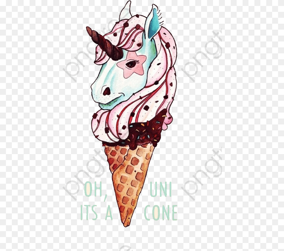 Unicorn Ice Cream Ice Cream Sundae Unicorn, Dessert, Food, Ice Cream, Soft Serve Ice Cream Free Png Download