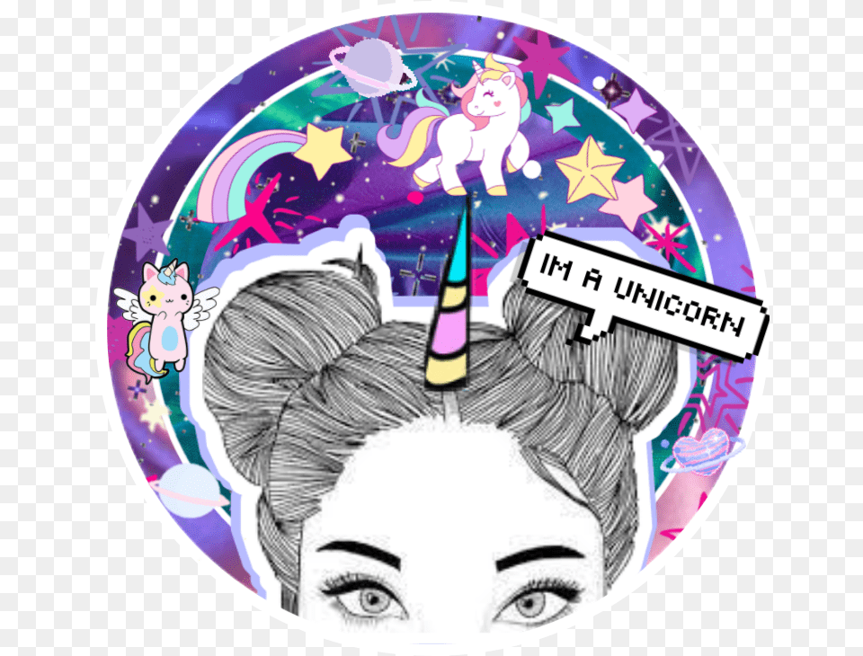 Unicorn Icon Sticker Cool Half Face Sketches, Publication, Book, Clothing, Comics Free Png