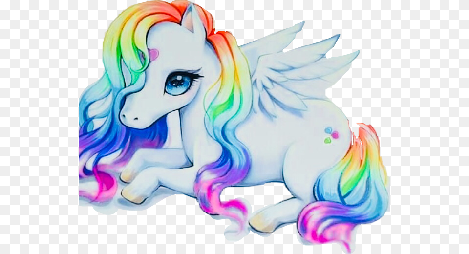 Unicorn Rainbow Anime Kawaii Chibi Freetoedit Pegasus Cute Unicorn Drawings, Art, Baby, Person, Face Free Png Download