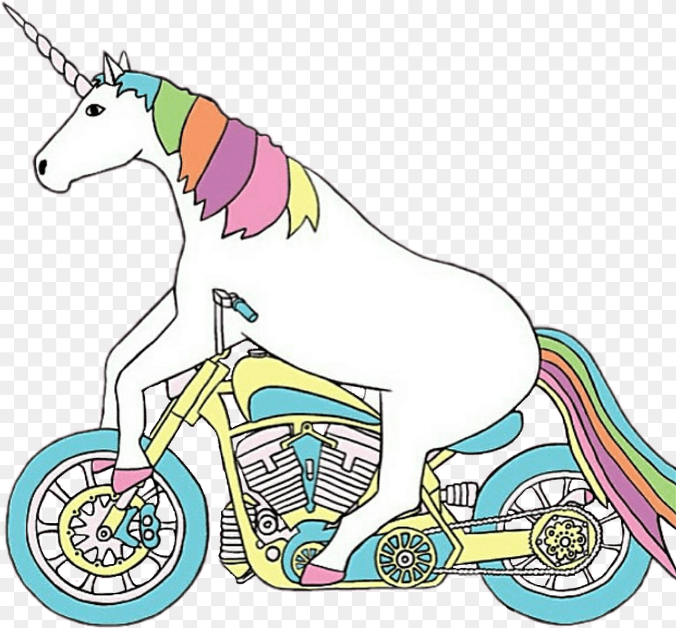 Unicorn Riding Clipart Unicorn Riding A Motorcycle, Art, Machine, Wheel, Spoke Png