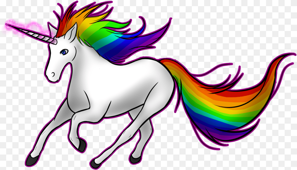 Unicorn Running On Rainbow, Art, Graphics, Animal, Mammal Png Image