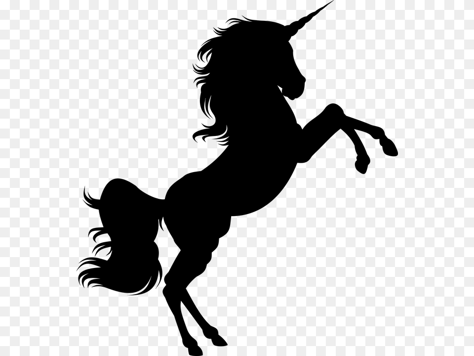 Unicorn Silhouette Clipart, Gray Png Image