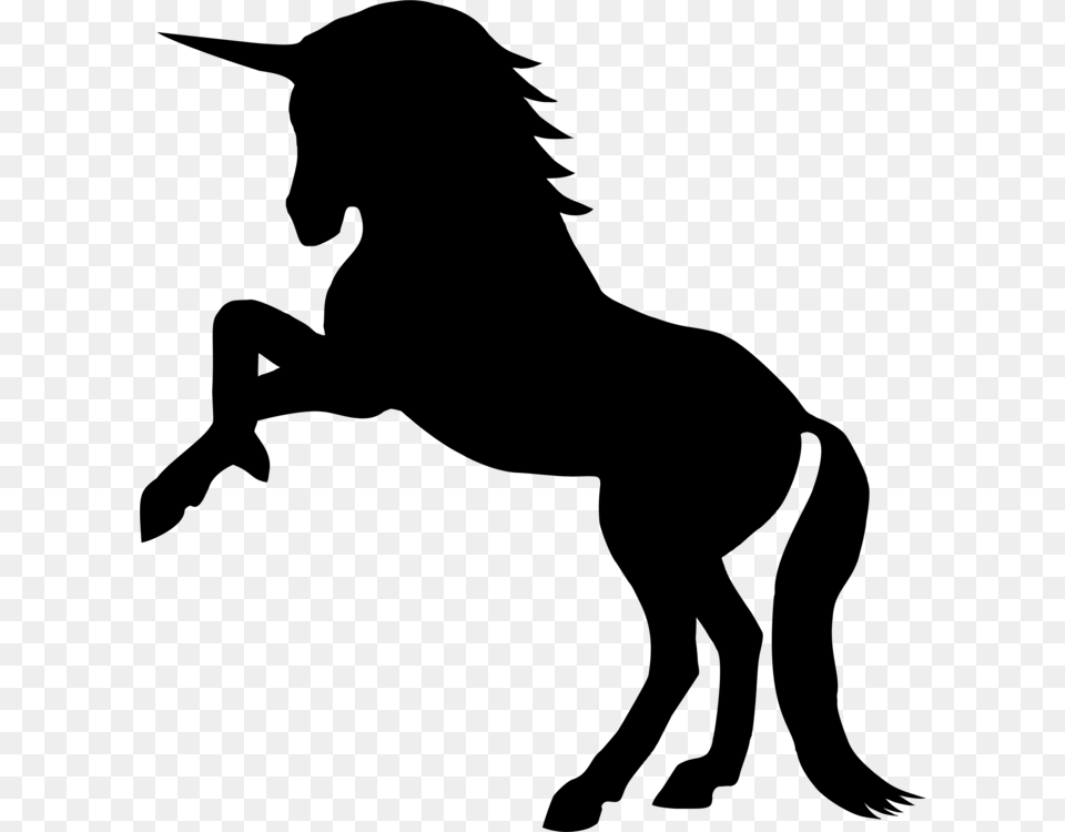 Unicorn Silhouette Horse Drawing, Gray Png