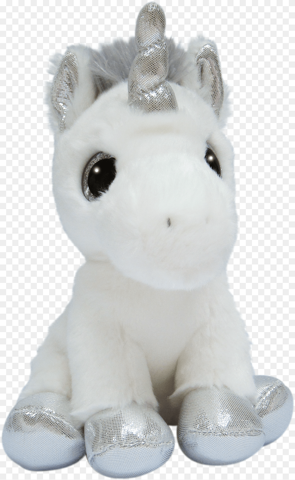 Unicorn Silver Glitter Eyes Stuffed Toy, Plush Png Image