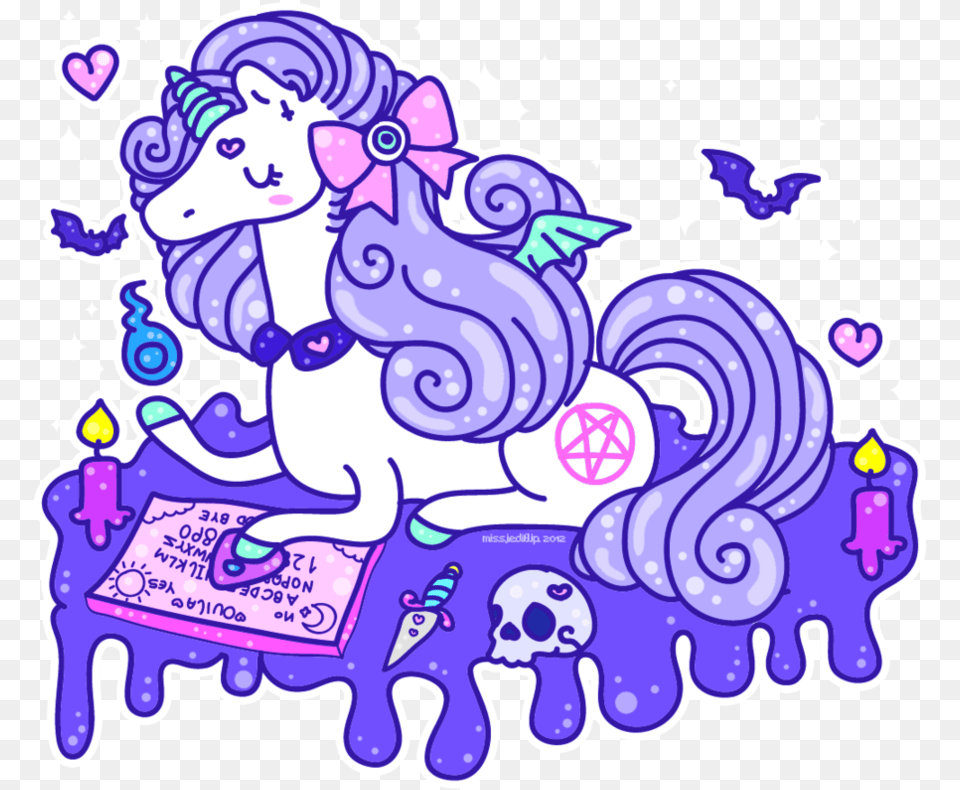 Unicorn Tumblr Kawaii Ouija, Art, Doodle, Drawing, Purple Free Png Download