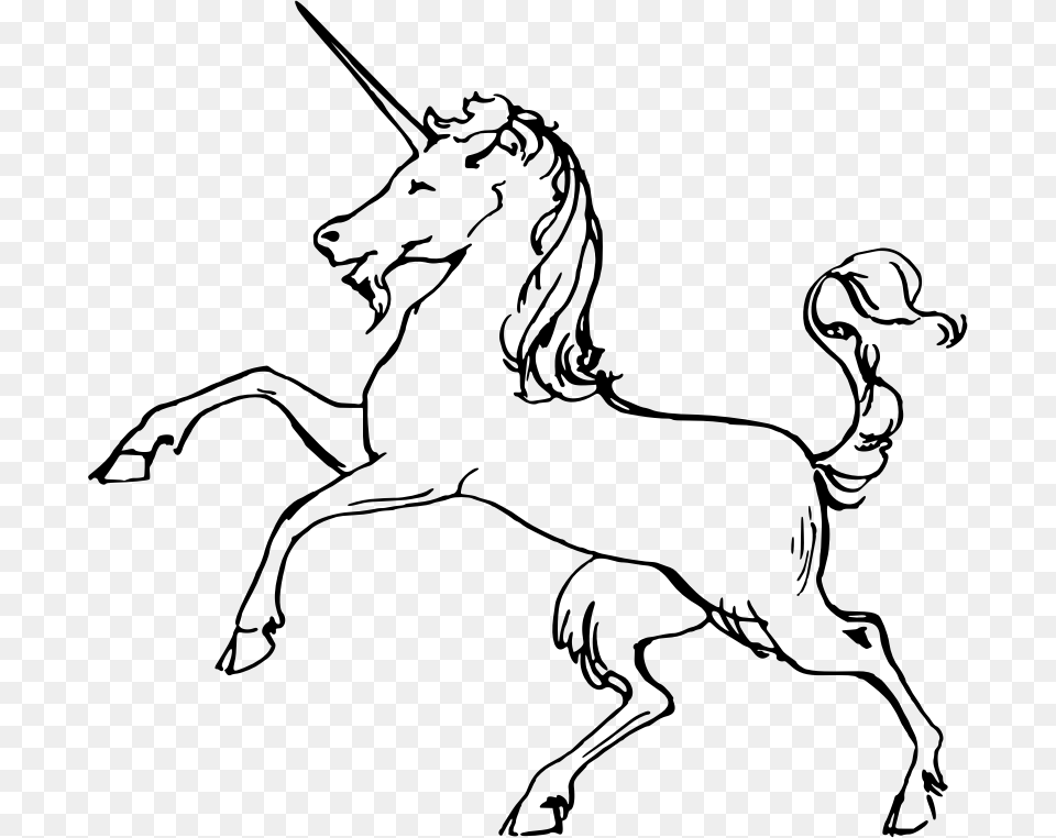 Unicorn Unicorn Outline, Gray Free Transparent Png