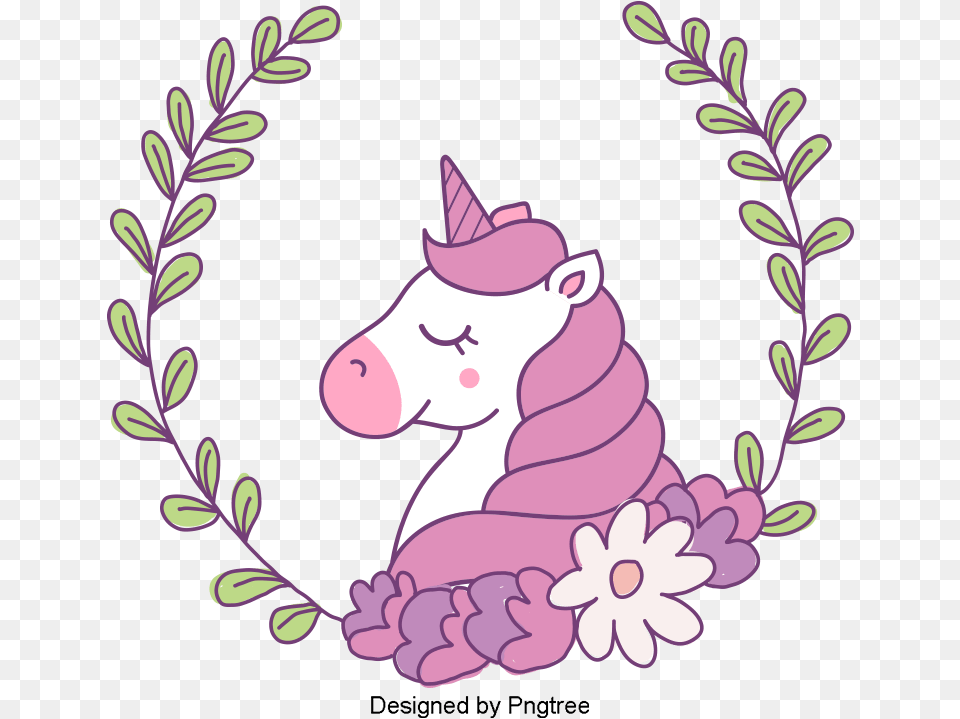 Unicorn Vector, Cartoon, Flower, Plant Free Transparent Png