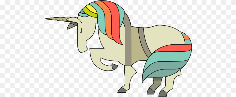 Unicorn With Rainbow Mane Mane, Art, Baby, Person, Animal Png Image