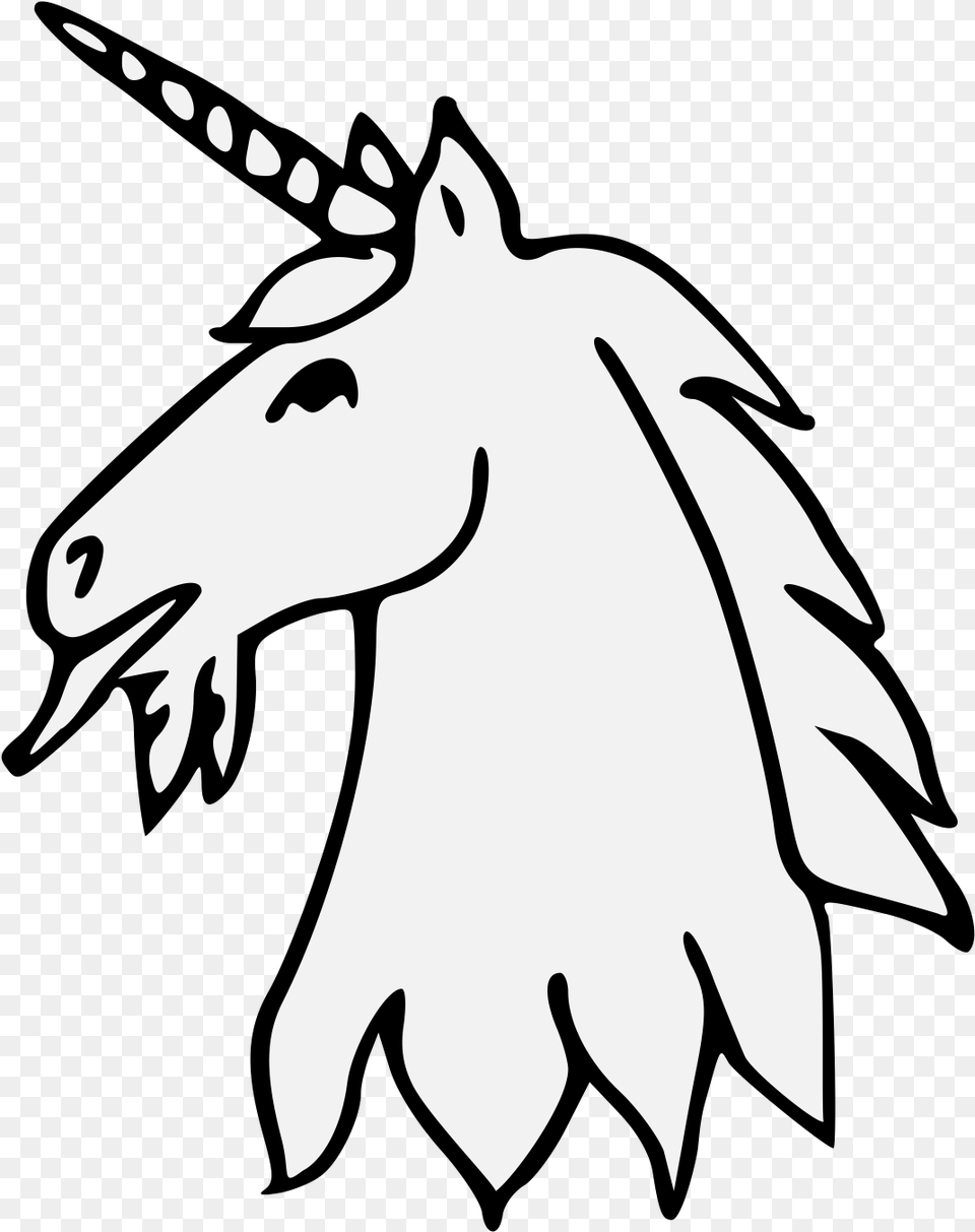 Unicornquots Head Erased Unicorn Head Line Art, Stencil, Leaf, Plant, Animal Free Png Download