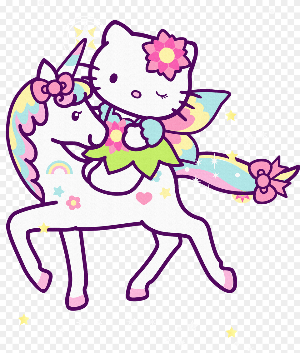 Unicorns And Hello Kitty, Purple, Art, Graphics, Baby Png