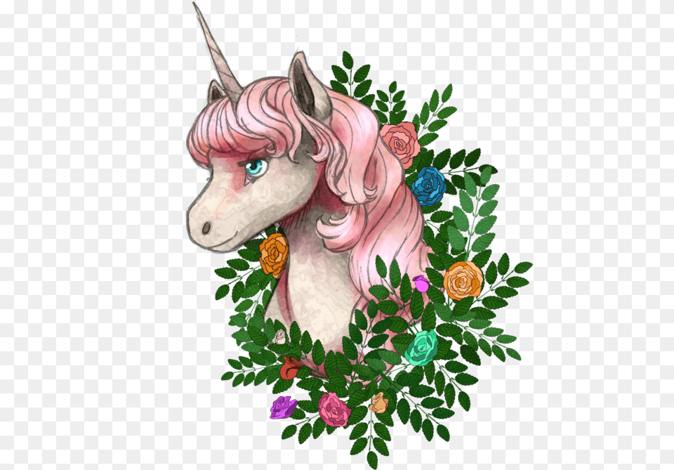 Unicorns Floral Illustration, Art, Graphics, Pattern, Floral Design Free Png