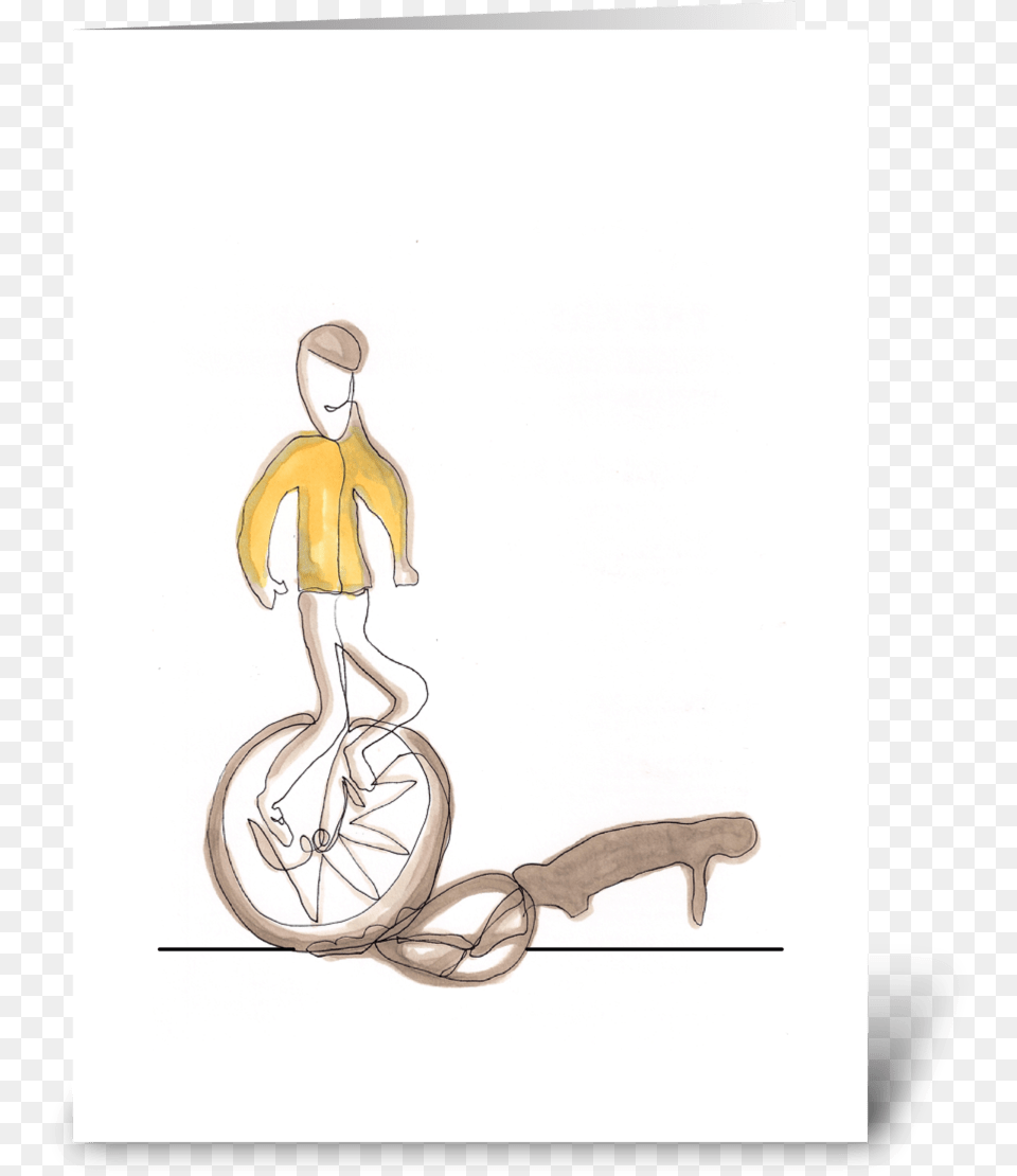 Unicycle Greeting Card Illustration, Person, Art Free Png Download