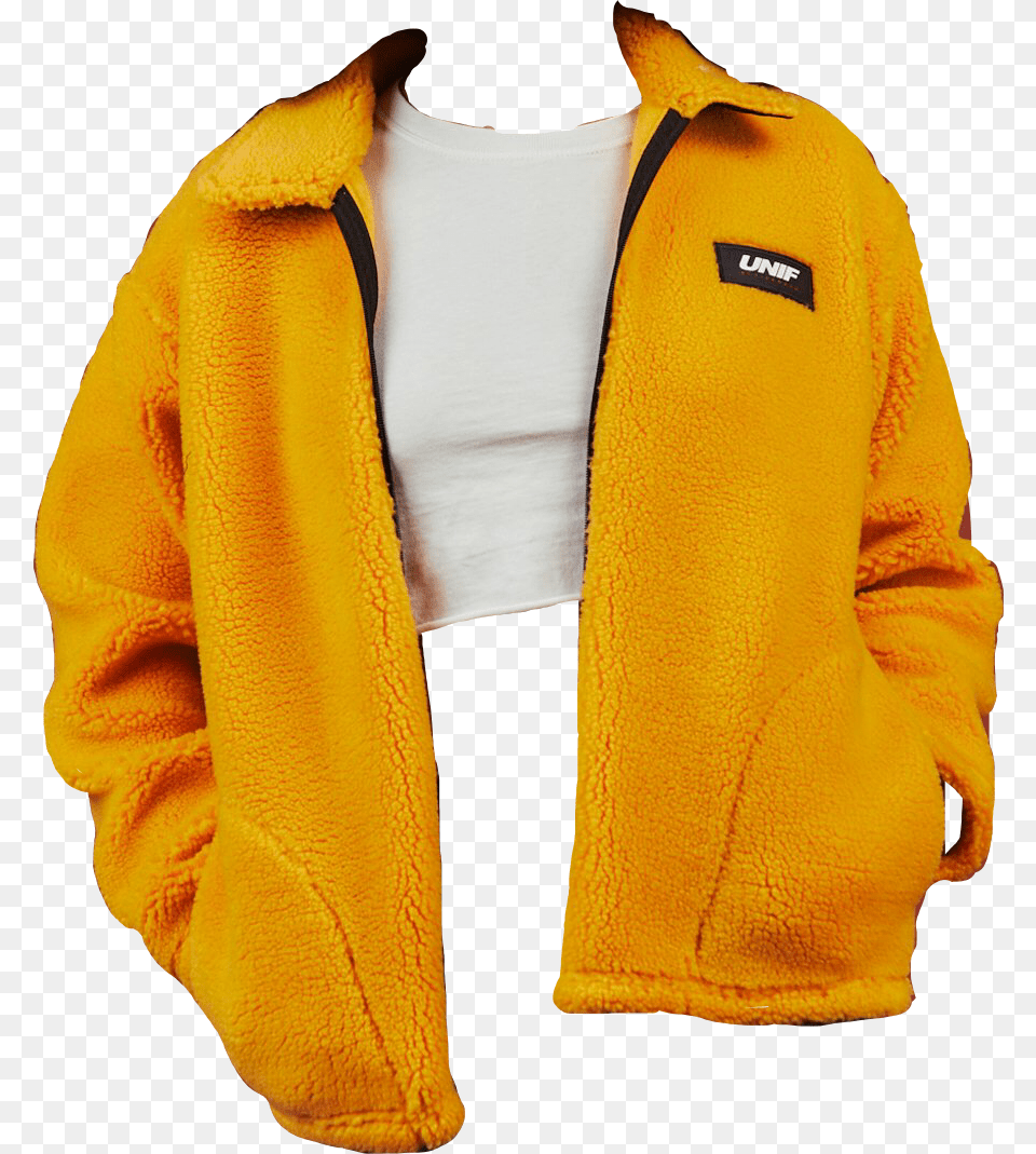Unif Yellow Jacket Freetoedit Unif Yellow Jacket, Clothing, Coat, Fleece, Knitwear Png