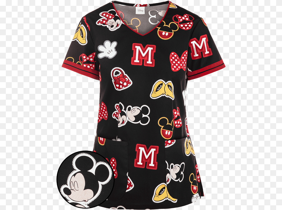Uniforme Clinico Minnie Cherokee Tooniforms Disney Minnie Patches V Neck Print, Clothing, Shirt, T-shirt, Jersey Free Png Download