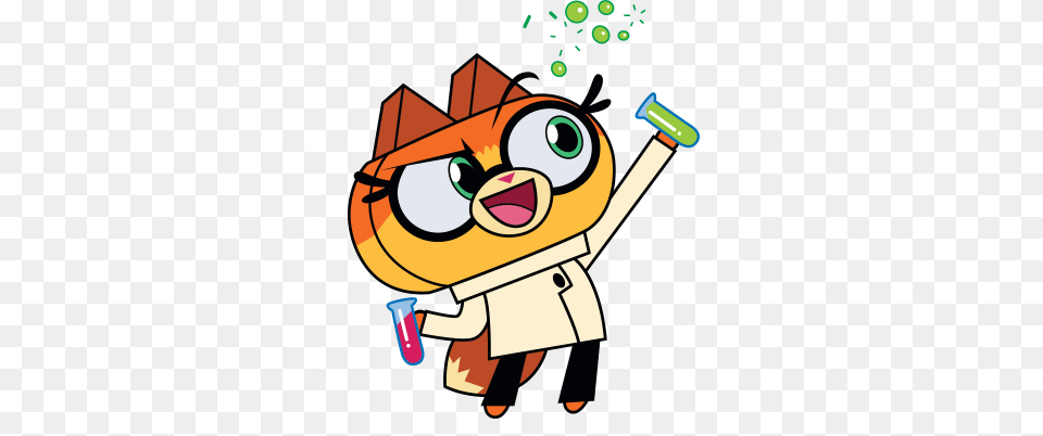 Unikitty Dr Fox Doing Experiment, Cartoon Free Transparent Png